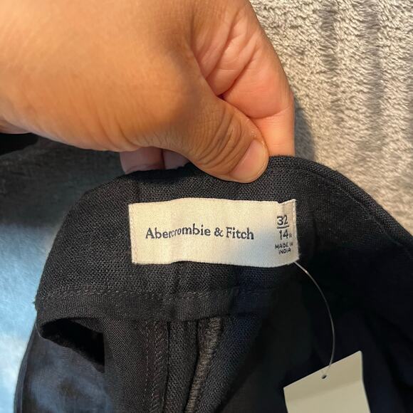 Abercrombie & Fitch High Rise Ultra Wide Leg Linen Blend Pants Size 32 Black New - Picture 9 of 9